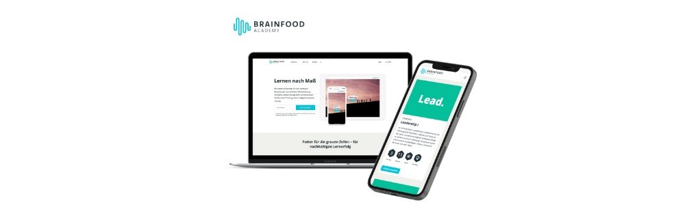 image von laptop und smartphone mit der Brainfood academy von nettrek