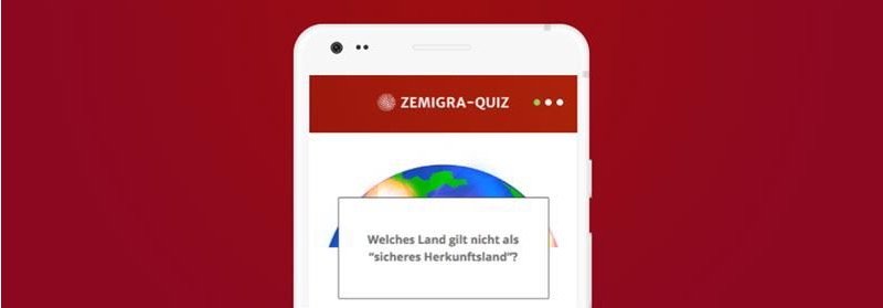 Darstellung der Zemigra Quiz App am Handy